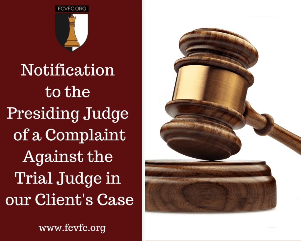Complaints Against Judges Notification To Presiding Judges